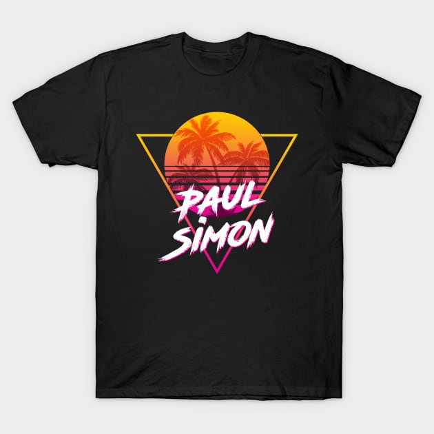 Paul Simon - Proud Name Retro 80s Sunset Aesthetic Design T-Shirt by DorothyMayerz Base